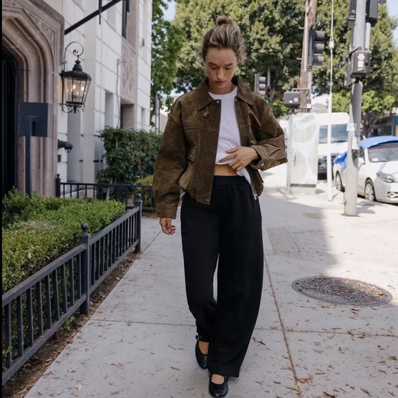 Zara Pants - ZARA Black Wide Leg Jogger Pants Elastic Waist Minimal Lounge Sweatpants Size M